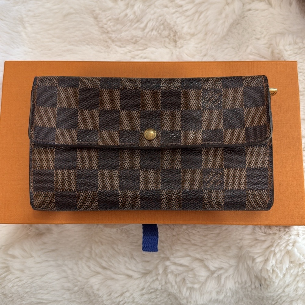 Authentic LOUIS VUITTON Damier Ebene Portefeuille Long Wallet
